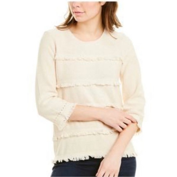 J.McLaughlin Cream Cotton Knit Fringe Sweater - Picture 5 of 5